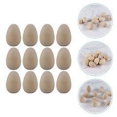 12Pcs Durable Wooden DIY Bird Egg Painting Toys Khaki Color for Craft Lovers