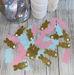 Bunny Gender Reveal Confetti – Easter spring decorations Boy Girl baby shower