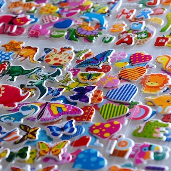 200+ 3D Puffy Stickers for Kids Toddlers, Bulk Stickers Sheet for Scrapbooking