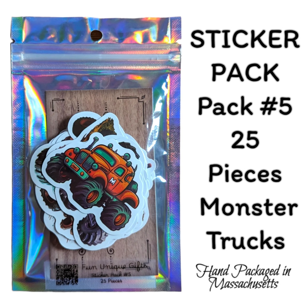 STICKER PACK – Pack #5 – 25 Pieces – Monster Trucks