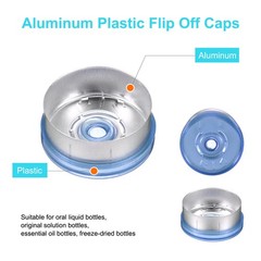 20mm Caps 100PCS Burr-Free Top Caps, Blue/Matte Silver