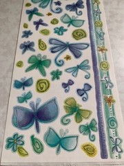 MEMORIES MAGENTA STICKERS 12”x6” BUTTERFLIES, BORDERS TEAL BLUE, GREEN 43PCS