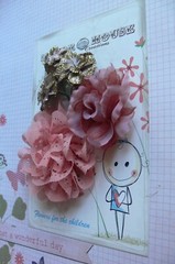 DARK CORAL PINK and GLITTER Fabric Layered 5 Flower Mix 35, 60, 80mm Manor House