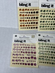 Self-Adhesive Rhinestones Lot Green Purple Silver Blue Amber Black Gold Orange