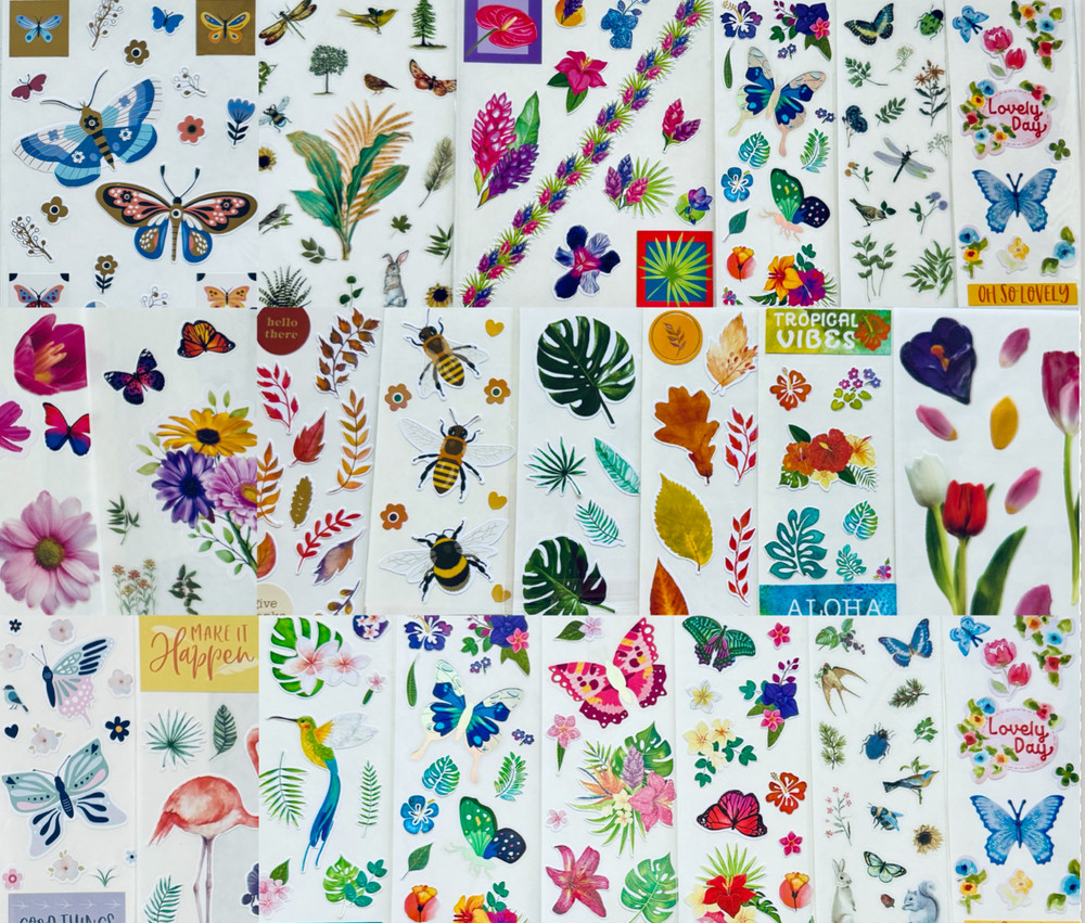 399+ stickers butterflies flower designs birds outdoor nature animals plants lot
