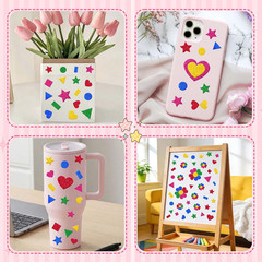 625Pc Glitter Foam Stickers Heart Star Circle Shape Sticker(5,Multicolour) | Sel