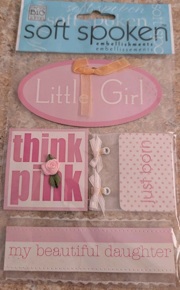 SOFT SPOKEN ME & MY BIG IDEAS Baby Girl Embellishments stickers NEW
