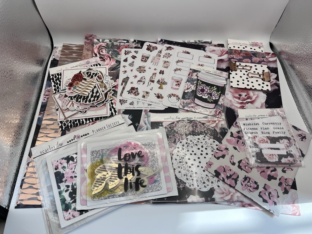 Scarlet Lime The Planner Society Chic Fashion Girl Dark Floral Mega Lot Mixed