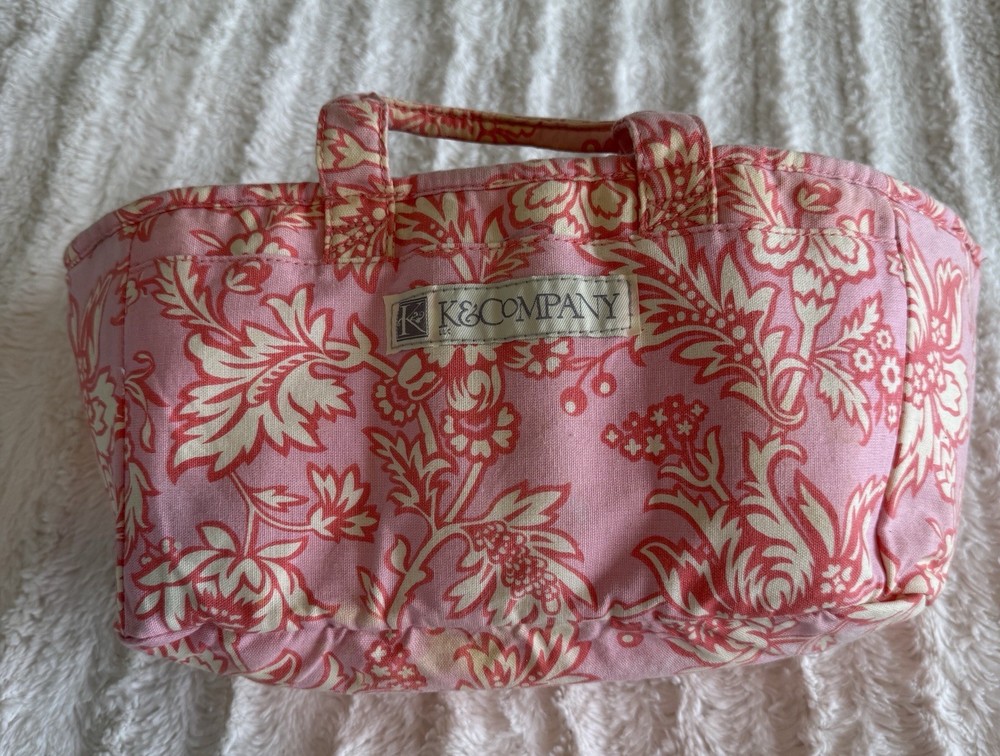 K&Company Scrapbook Organization Bag Pockets Handle Pink