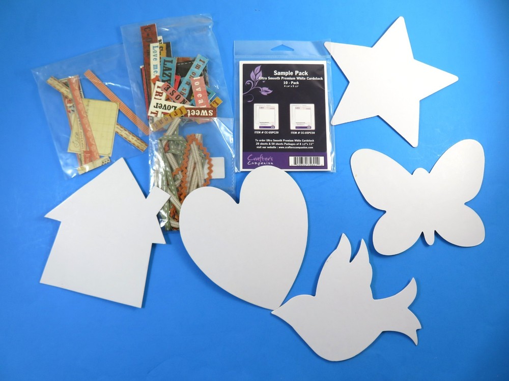 Scrapbook Craft Shapes Strips Cardstock Wording Phrases And Ribbons Mixed Lot