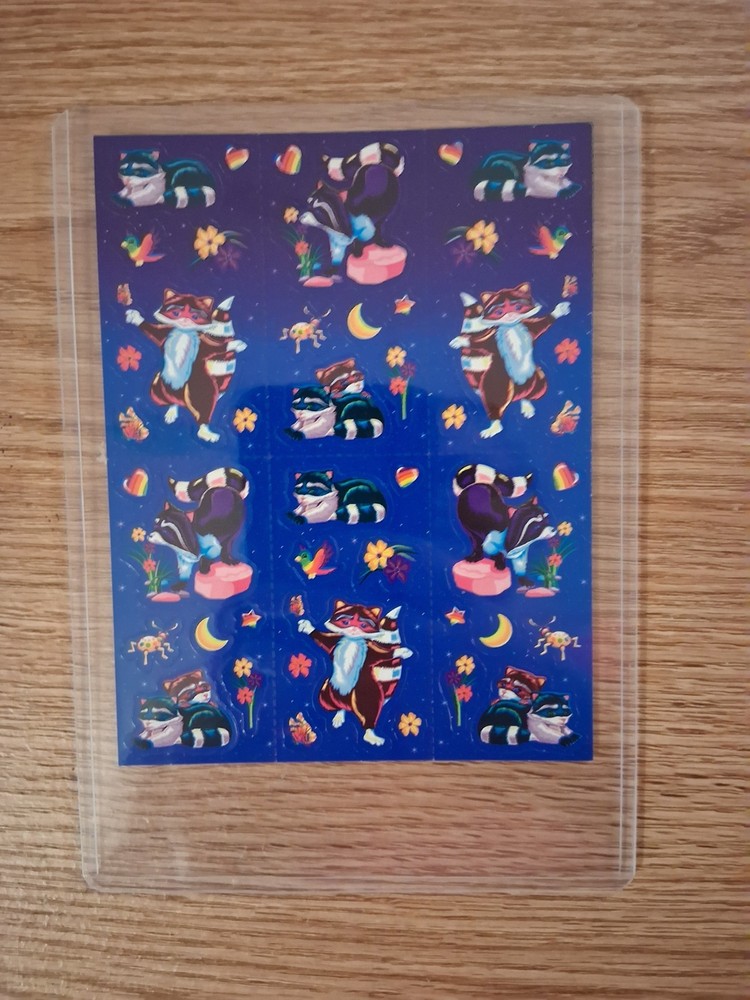 Lisa Frank Sticker Sheet Raccoons