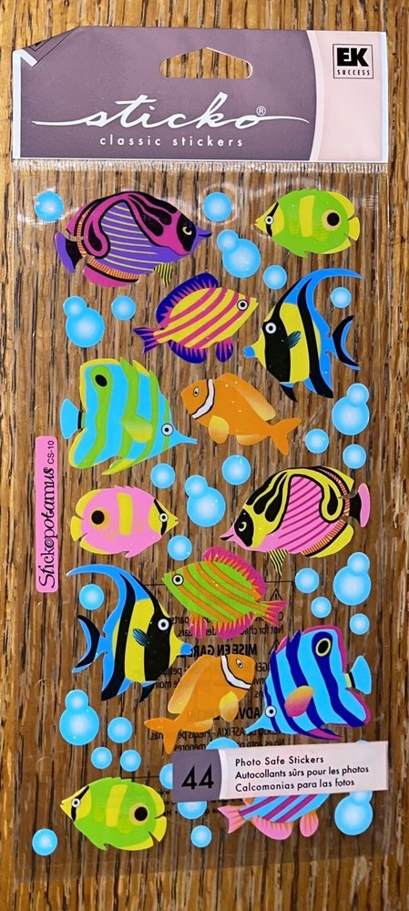 Sticko Velum Tropic Glittery Fish & Bubbles Sea Ocean Scrapbook STICKERS