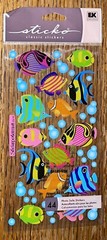 Sticko Velum Tropic Glittery Fish & Bubbles Sea Ocean Scrapbook STICKERS