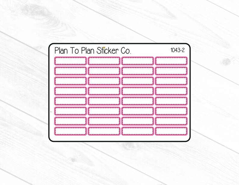 1043-2~~Dark Pink Stitched Box Planner Stickers.