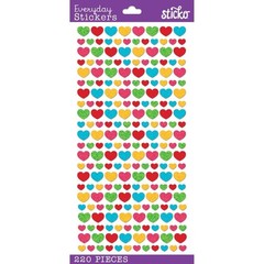 Stickers Sticko Tiny Hearts Flat Glitter 2 Sizes Bright Colors Repeats