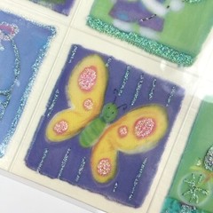 NEW Stickety Doo Da EASTER BUNNY EGG BUTTERFLY Green Glitter Sticker Sheet