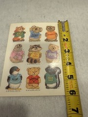 Vintage 1980 Hallmark Sticker Sheet Shirt Tales Tails ONE SHEET Walrus Beaver