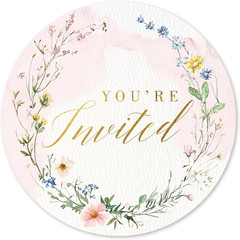 108 Pcs «You’Re Invited» Wildflower Design Wedding Invitation Stickers, 1.4
