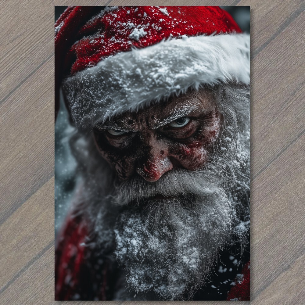 STICKER Sinister Santa Claus Evil Stare Snowy Beard Horror Menacing Xmas