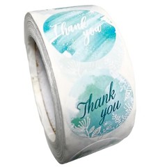 NEW T Stickers 1″ Thank You 500ct Blue (8 Designs) Labels