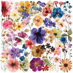 50PCS Transparent Flora Scrapbook Stickers, Vintage Aesthetic Flowers Sticker fo