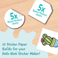 Sticker Maker Refill Pack – 10 Rolls: 5 Round, 5 Square – Makes 400 Custom Stick