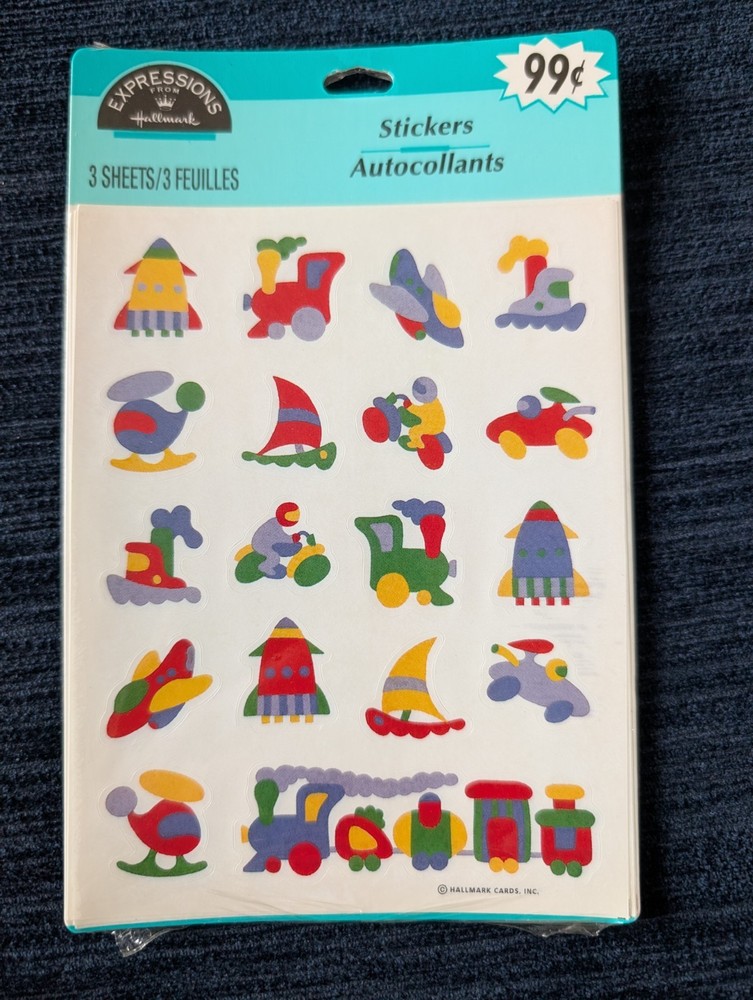 Vintage Transportation Stickers Rocketship 3 Sheet Sealed Old New Stock 90s