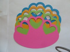 Trio of hearts Scrapbooking frames 5.5×4 set of 4 in bright colors