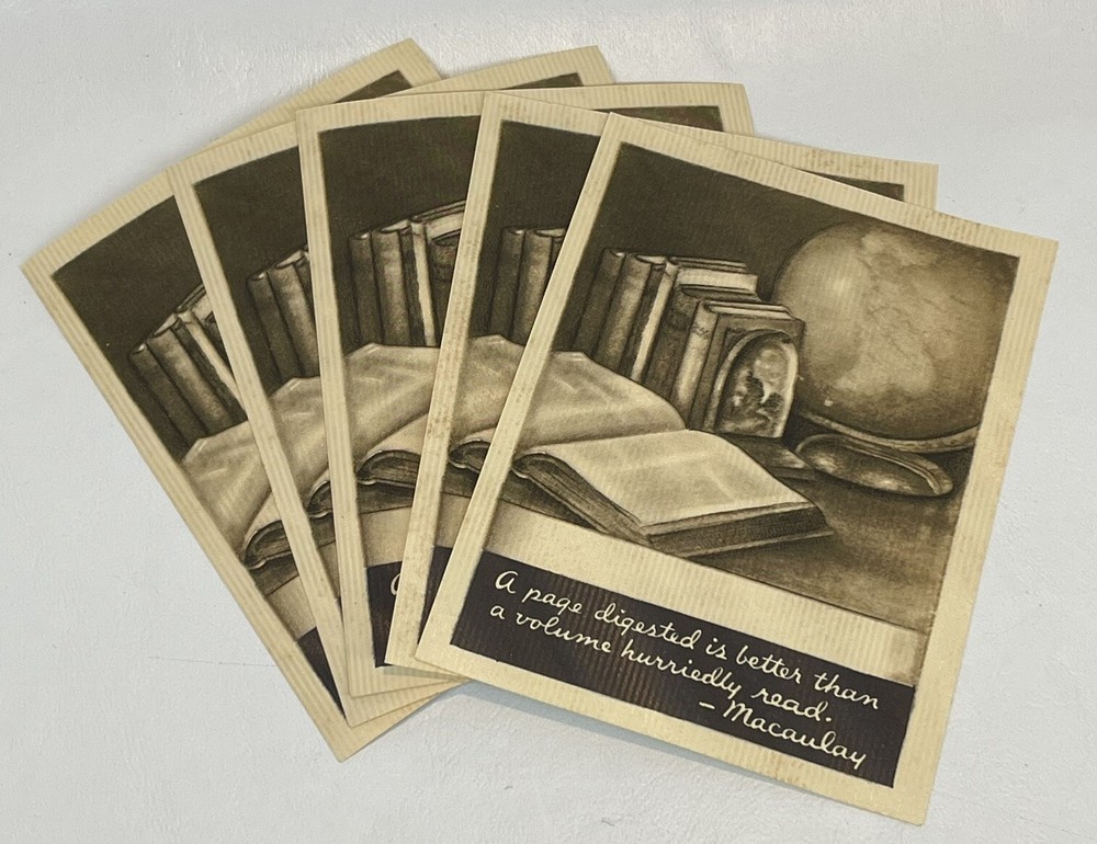 Vtg Single Bookplates Globe Books Macaulay Quote Lot of 5 Plates 4″ x 3″ READ