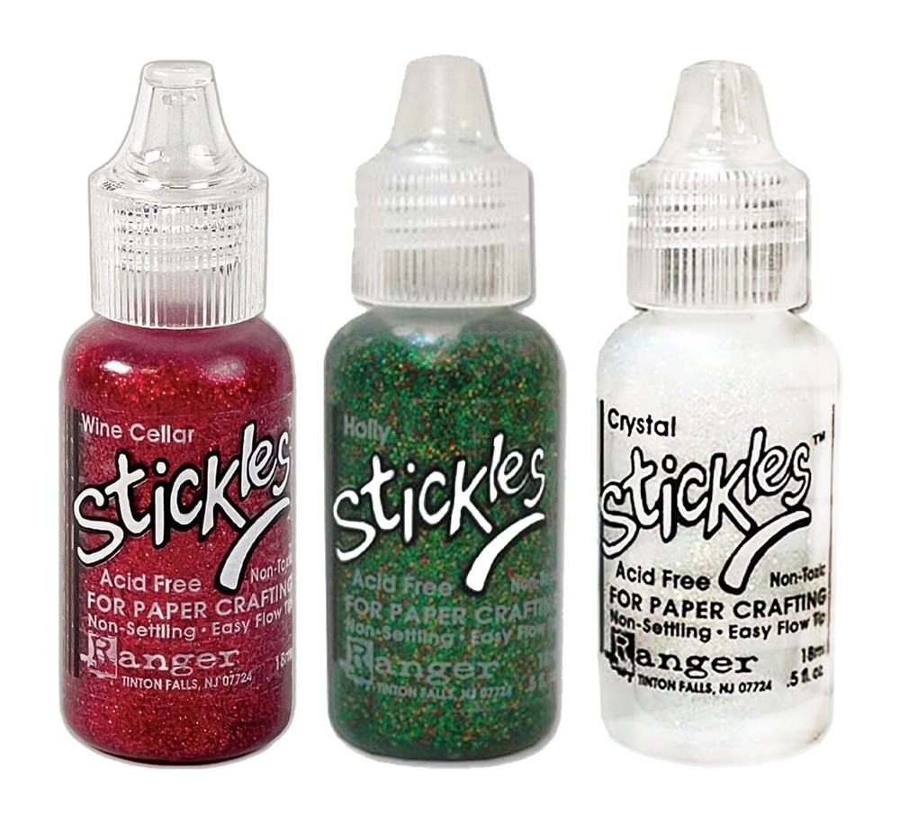 Ranger, Stickles Glitter Glue, 3 Colors, Christmas Set 2, Red, Green, Crystal