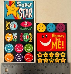 Vintage Highlights Magazine Happy Smiley Face Star sticker sheet stickers Reward