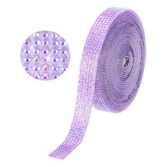 Self Adhesive Rhinestone Strips 3 Yards 0.47 Inch for Craft,Light Purple AB