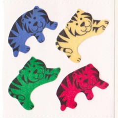 Vintage 80’s Great Seven 7 FUZZY Colorful Tigers Sticker Mod