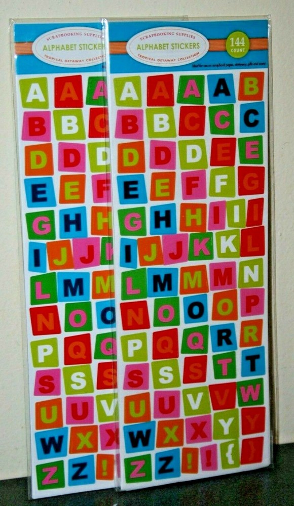 Alphabet Stickers 144 Count 2 Packages New Sealed Scrapbook Crafts Kids