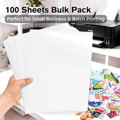 8.5×11 Glossy White Vinyl Sticker Sheets – 100 Pack for Small Business Branding