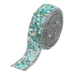 3.28FTx0.8 Crystal Rhinestone Green Gems+Silver Chain