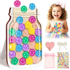 Magnetic Reward Jar for Kids, Smiley Token Behavior Chart, 8″ Star Jar