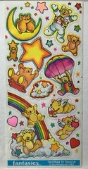 Vintage Stickers Illuminations Fantasies 1983 Teddies In Space 80s Sticker Sheet
