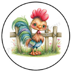 ADORABLE ROOSTER FENCE ENVELOPE SEALS LABELS STICKERS PARTY FAVORS