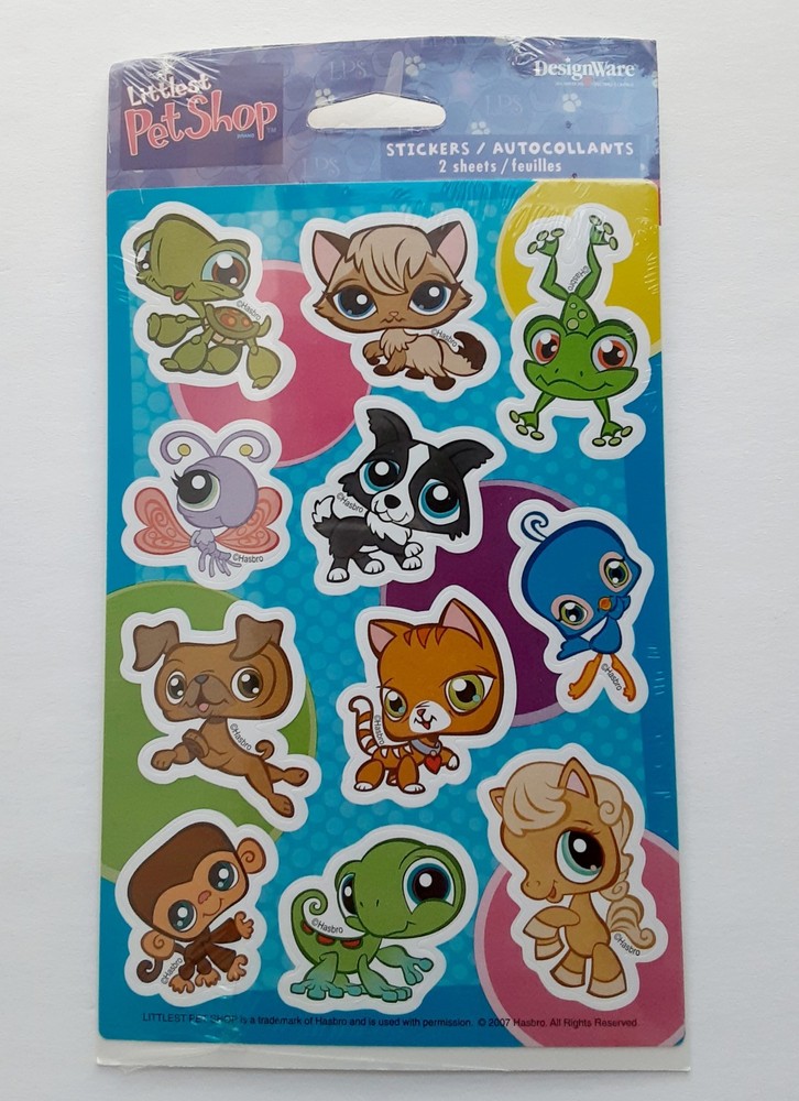 Littlest Pet Shop Stickers DesignWare 2 Sheets of Stickers Sealed Vintage