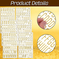 6 Sheets Gold Letter Stickers, Self-Adhesive Alphabet Stickers, Waterproof Foam