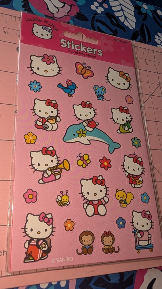Vintage Sanrio Hello Kitty Stickers By Amscan 2 Sheets New Pack 2004
