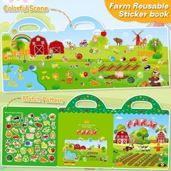 iGetooy Reusable Sticker Books for Toddlers 1-3, 3 Sets Sticker Books for Toddle