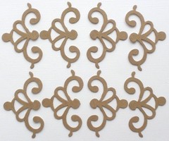 {4} DECORATiVE MiNi ACCENT – Flourish Scroll Chipboard Die Cuts – 1.5″ x 2 7/8″