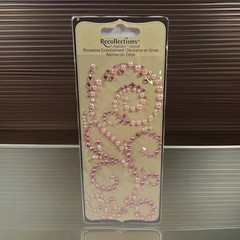 Recollections Pink Swirl Rhinestone Pearl Sticker Signature Special 1 Count New