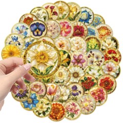 50 Pcs Gold Foil Stickers PET Transparent Waterproof Decals for Journal Phone La