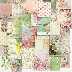100Pcs Vintage Flowers Scrapbook Paper Junk Journal Planner Art Decorative Craft