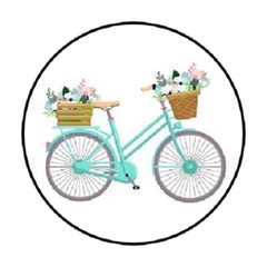 48 BIKE FLOWER BASKETS ENVELOPE SEALS LABELS STICKERS 1.2″ ROUND