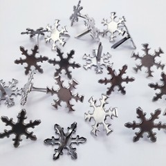 20 Pewter Snowflake Brads 2 Shapes Winter Cardmaking Embellishments Scrapbooking