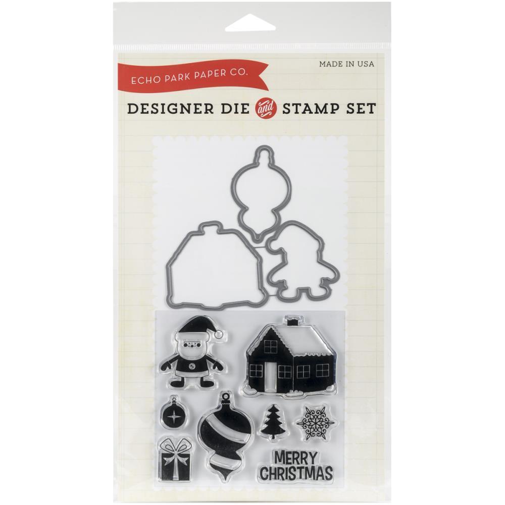 Echo Park Designer Die N Stamp Set Steel Dies SANTAS VILLAGE Scrapbooking